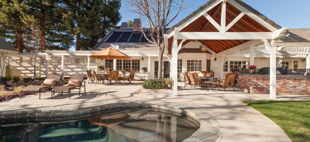 outdoor patio and pool