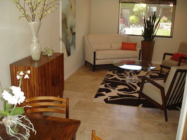 living room in mid century modern style