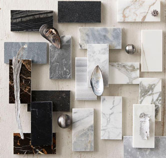 idea board with marble samples